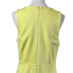 Ann Taylor Sheath Dress Flounce Hem Sleeveless Yellow Pique Knit Women’s Size 12 thumbnail 10