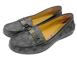 Coach‎ Size 8.5 Signature Olive Black & Grey Jacquard Loafers thumbnail 1
