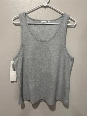 NWT Aritzia Sunday Best Light Gray Ribbed Scoop Neck Tank thumbnail 1