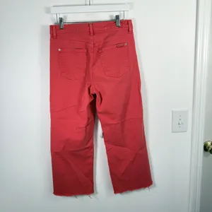 7 For All Mankind Alexa Wide Leg Cropped Jeans Red Raw Hem Boho Womens 30 thumbnail 4