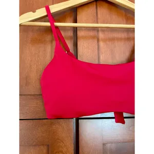 Quince Italian Scoop Neck Bikini Swim Top Cherry Red Size Small NEW thumbnail 3