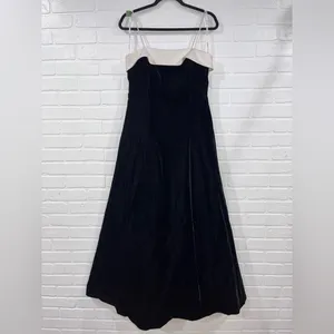 Y2K Night Way Collections Vintage White and Black Velvet Dress w/Tulle 90s 2000s thumbnail 6