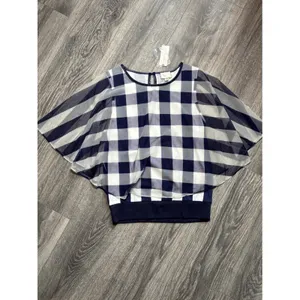 Anthropologie Postage Stamp Blue Gingham Elsie Blouse - size Small New thumbnail 4