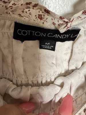Cotton Candy Cream Crop Top with Brown Floral Print Medium Festival thumbnail 4