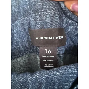 Who What Wear Womens 16 Dark Wash Denim High Rise Wide Leg Crop Pants NWT thumbnail 7