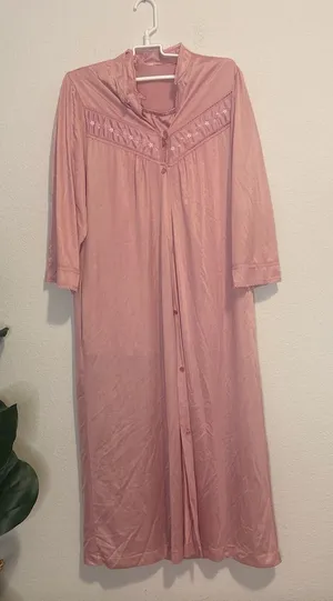 Blush Pink Vintage Nightgown with Embroidered Yoke thumbnail 1