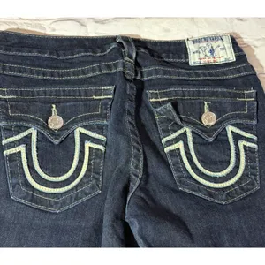 True Religion Jeans Women's 28 Bootcut Y2K McBling Mid Rise Western‎ Boho thumbnail 4