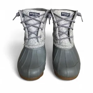 Sperry Women's Size 7.5 Gray Rain Short Boots Booties Gray Quilted Short. thumbnail 4