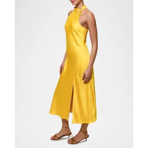 New! Hutch Mari Halter Midi Dress Yellow Daffodil Satin Sz Small‎ thumbnail 7