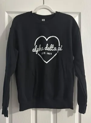 Alpha Delta Pi Black and White Gildan Sweatshirt Crewneck thumbnail 1