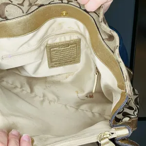 COACH Women's Brown Penelope Signature Leather Duffle Hobo Shoulder Handbag thumbnail 6
