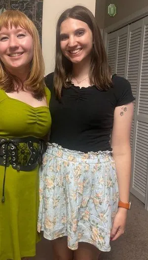 American Eagle blue, peach and green floral mini skirt S thumbnail 1
