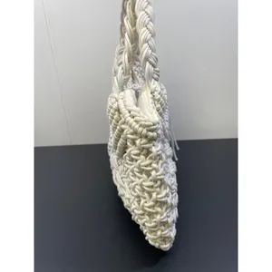 Women's Handmade Macrame/Crochet White Hand bag SKU 4278 thumbnail 3
