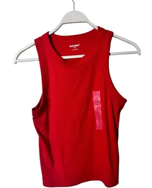Old Navy Women's Fitted Red Crop Sleeveless Tank Top Sz L NWT thumbnail 1