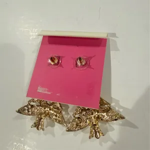 Cute Betsey Johnson Christmas Tree Drop Dangle Earrings Gold Red Green Crystal thumbnail 3