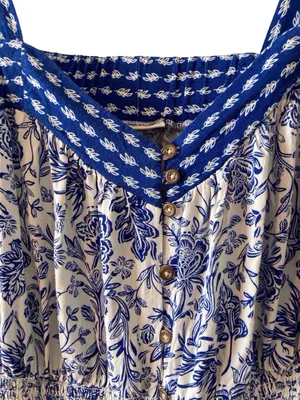 Knox Rose Blue White Toile Floral Sundress XL Like New Coastal thumbnail 4