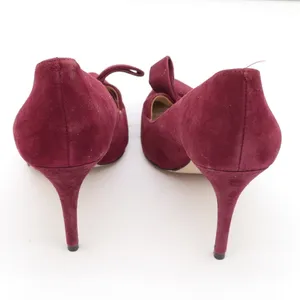 Ann Taylor Pumps Womens 9 Bow Pointed Toe Burgundy Suede Stiletto Good thumbnail 5
