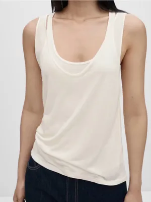 Mango Selection Women’s Combined Lyocell Top Size Small Cream Layered thumbnail 1
