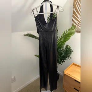 Amanda Uprichard‎ X Revolve Isadore Faux Leather Jumpsuit in Black size small thumbnail 6