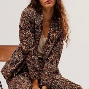 Driftwood Velvet Paisley Jacquard Blazer 70’s Western Embroidery Boho SZ S thumbnail 1