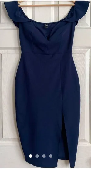 Windsor Elegant Navy Blue Off-Shoulder Dress thumbnail 2
