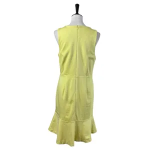 Ann Taylor Sheath Dress Flounce Hem Sleeveless Yellow Pique Knit Women’s Size 12 thumbnail 6