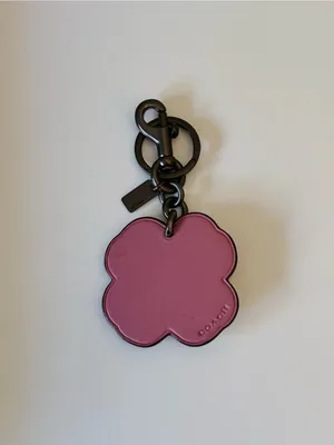 Coach Leather Sequin Applique Tea Rose Key Ring Bag Charm, Pink / Purple, 32677 thumbnail 15