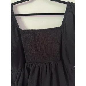 Old Navy Black Textured Puff Sleeve Babydoll Dress Size XL thumbnail 5