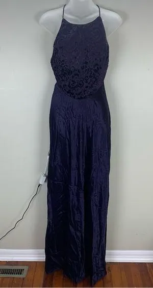 Zum Zum Purple Velvet Detail Criss Cross Open Back Prom Dress Gown size 11 / 12 thumbnail 1