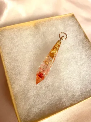 Orgonite pendant w/ citrine amber dried flowers thumbnail 1