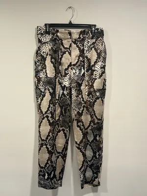 Express Snake-Print Paperbag Trousers in Beige, Black and Brown thumbnail 3