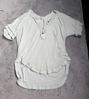 Free People we the free light mint Short Sleeve Henley Top heritage XS thumbnail 1