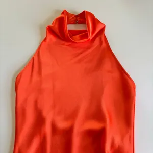 Gianni Bini Peyton Satin Mini Draped Sheath Dress Women's Size 2 Mandarin Orange thumbnail 5