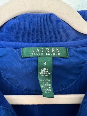 Lauren Ralph Lauren Blue Cable Knit Sweater Women's M 100% Cotton Logo Preppy thumbnail 9