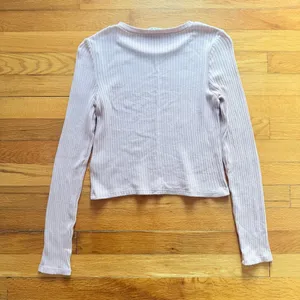 REFORMATION Wiley Knit Long‎ Sleeve Ribbed Top Light Pink Tencel size S thumbnail 2