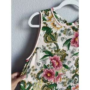 Ann Taylor LOFT Floral Sleeveless Blouse Botanical Cottagecore Boho Top Large Back Tie thumbnail 4