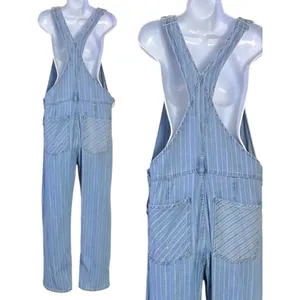 Free People XL Ziggy Striped Overalls in Beachcomber Railroad Bohemian Coastal thumbnail 8