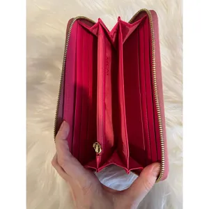 MCM Visetos Studded Continental Wallet Authentic Pink & Ivory Leather 8"x4" EUC thumbnail 5