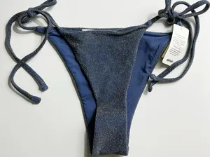 Aerie • NWT Navy Blue String Bikini Bottom with Glitter Shimmer Accent thumbnail 1
