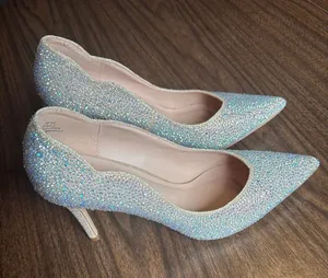 De Blossom Collection Crystal Embellished Iridescent Pointed Toe Pumps Size 8 Heels thumbnail 1