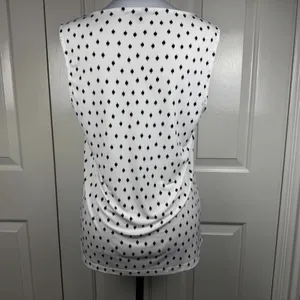 Banana Republic Women Top Sz S White Black Print Scoop Pleated Neck Sleeveless thumbnail 4