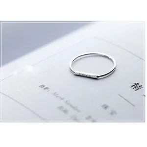 NEW Women's Dainty‎ White Gold-Plated S925 LOVE Bar Ring Size 4 thumbnail 5