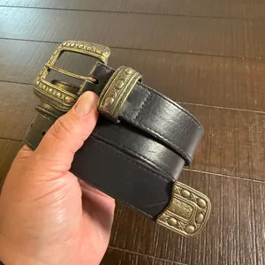 A.‎ Brod Leather Belt Womens Medium Black Western Brass Hardware Vintage USA Mae thumbnail 6