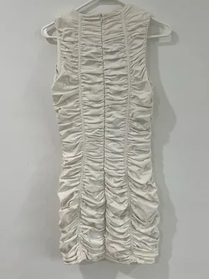 Torn by Ronny Kobo Ivory Ruched Bodycon Mini Dress Y2K Going Out thumbnail 4