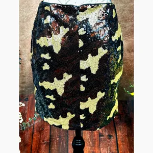 Three Eighty Two Sequined Camouflage Mini Skirt Brown Multi size S thumbnail 13