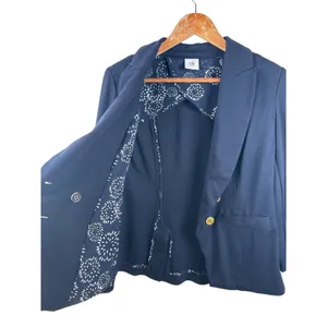 Cabi Size‎ 4 Navy Blue Double Breasted Blazer Gold Anchor Buttons Professional thumbnail 6