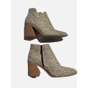 Serra‎ Ankle Booties Womens 8 Tan Black Animal Print Block Heel Pointed Toe Boot thumbnail 2