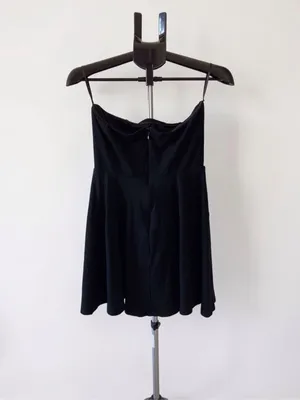 Lulus Black Strapless Neck Skater Mini Dress Womens Large Lined Dark feminine thumbnail 7