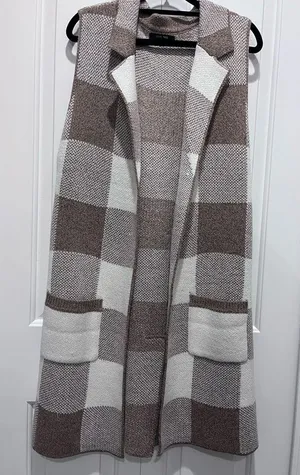 Love Tree Brown and White Plaid Vest thumbnail 1
