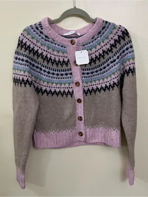 NEW Altar’d State Fairisle Button-up Cardigan Sweater Size Small NWT thumbnail 1